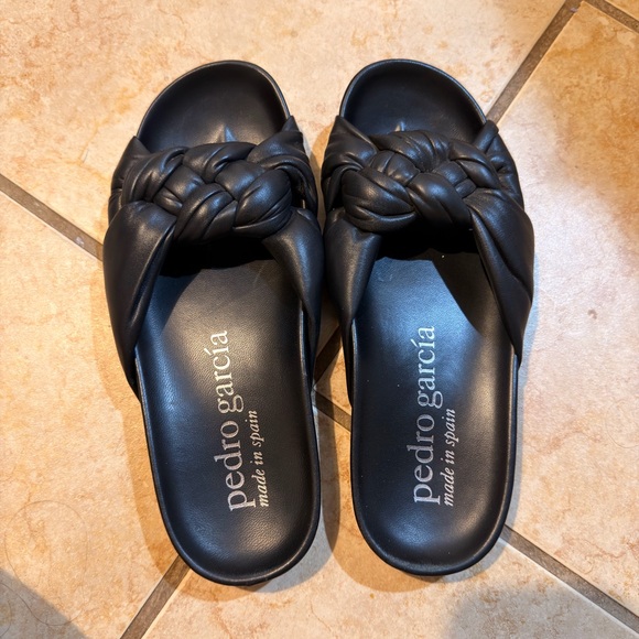 Pedro Garcia Shoes - Pedro Garcia Black Knotted Slide Sandals